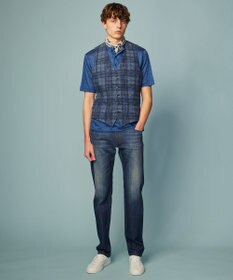 JOSEPH ABBOUD 【イタリア素材/軽量/ストレッチ】サマーツィードジャージープリントベスト