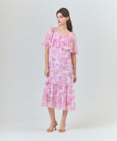 GRACE CONTINENTAL シフォンプリントドレス