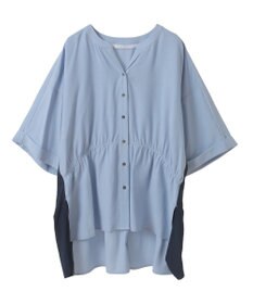 YECCA VECCA ギャザーデザイン配色シャツ