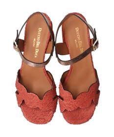 INTER-CHAUSSURES 【DUCCIO DEL DUCA】異素材コンビチャンキーヒールサンダル