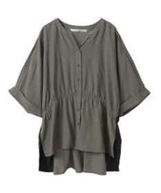 YECCA VECCA ギャザーデザイン配色シャツ