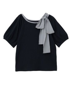 earth music&ecology アシメ肩リボンカットソー