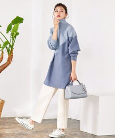 Tiaclasse L 【洗える】配色ドルマンニットチュニック