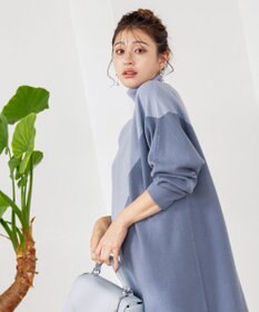 Tiaclasse L 【洗える】配色ドルマンニットチュニック