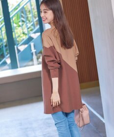 Tiaclasse 【洗える】配色ドルマンニットチュニック