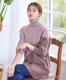 Tiaclasse 【洗える】配色ドルマンニットチュニック