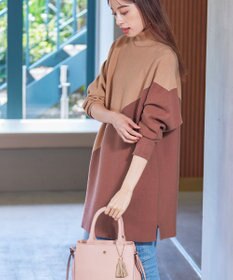 Tiaclasse 【洗える】配色ドルマンニットチュニック