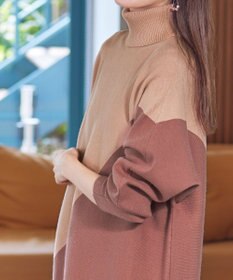 Tiaclasse 【洗える】配色ドルマンニットチュニック