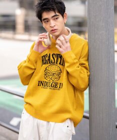 WEGO 【新色追加/ユニセックス着用ITEM/SMLサイズ展開】ジャガードグラフィックプルオーバー（LS）