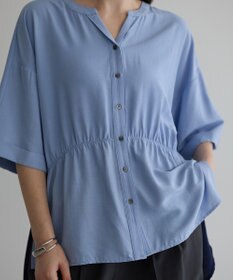 YECCA VECCA ギャザーデザイン配色シャツ