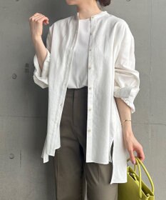 UNFILO 【GISELe 6月号掲載/洗える】リネンレーヨンバンドカラーシャツ