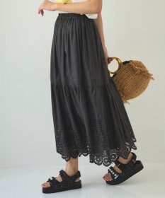 Feroux 【洗える】刺繍ティアード スカート