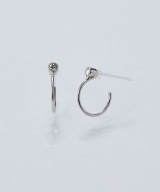 Phoebe 【金属アレルギー対応】ポイントビジューフープピアス/ニッケルフリー シルバー