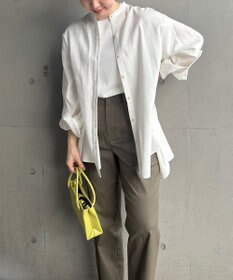 UNFILO 【GISELe 6月号掲載/洗える】リネンレーヨンバンドカラーシャツ