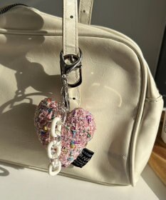 WEGO ツイードビッグハートキーホルダー