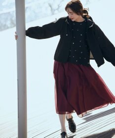 組曲 カラーボイル スカート ガーネット系