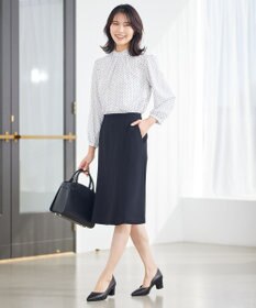 23区 L 【洗える】ジオメトリックパターン フリル ブラウス