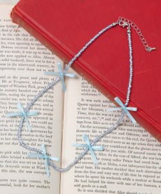 WEGO Lビーズサテンリボンネックレス