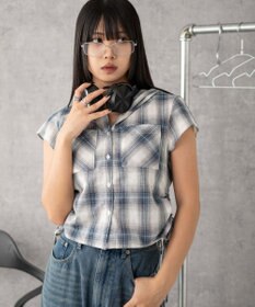 WEGO フードチェックコンパクトシャツ