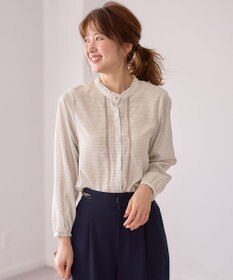 ANY SIS L 【洗える】フリルスタンドピンタック ブラウス