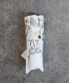 AND WOOL 〈一級遮光生地・晴雨兼用〉筆記帳刺繍の日傘 （折りたたみタイプ）