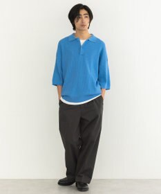 CRAFT STANDARD BOUTIQUE 透かし編み半袖ニットポロシャツ