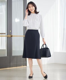 23区 L 【洗える】ジオメトリックパターン フリル ブラウス