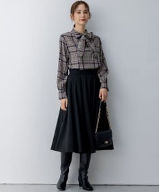 組曲 シアーツイルチェック ハイネックブラウス