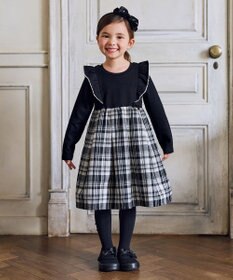 ANY KIDS チェック柄 ドッキング ワンピース