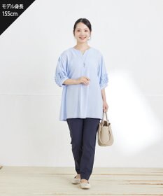 Tiaclasse 麻混ストレッチテーパードパンツ