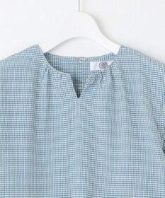 J.PRESS LADIES L 【洗える】アセVis ギンガム ボリュームスリーブ ブラウス