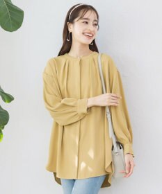 Tiaclasse 【洗える】とろみシャツチュニックブラウス