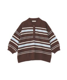 Green Parks 衿付き７分袖ニットプルオーバー