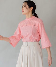 組曲 S エンブロイダリーレースハイネック ブラウス