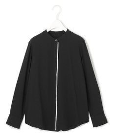 ICB L 【UVケア・速乾・洗える】BackSatinAmunzen バンドカラーブラウス