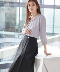 Tiaclasse L 【洗える】リボンカラーパフスリーブブラウス