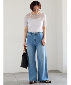 Te chichi パッチワークレース5分袖トップス