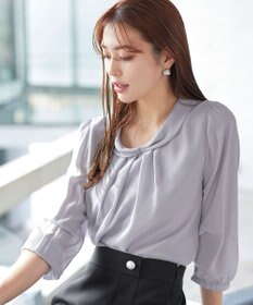 Tiaclasse L 【洗える】リボンカラーパフスリーブブラウス