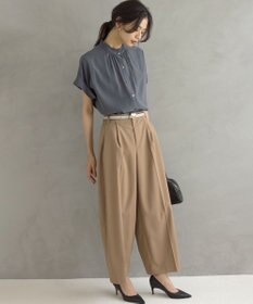 組曲 バウンディングシャーティング バンドカラーフリル ブラウス