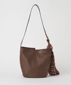 russet ツイードスカーフ付きレザー2WAYショルダーバッグ(CE-1632)