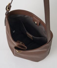 russet ツイードスカーフ付きレザー2WAYショルダーバッグ(CE-1632)