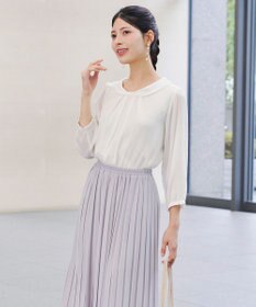 Tiaclasse L 【洗える】リボンカラーパフスリーブブラウス