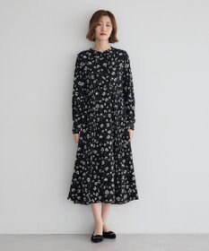 YECCA VECCA フラワー柄プリーツMIXワンピース