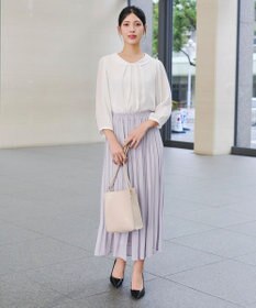 Tiaclasse L 【洗える】リボンカラーパフスリーブブラウス