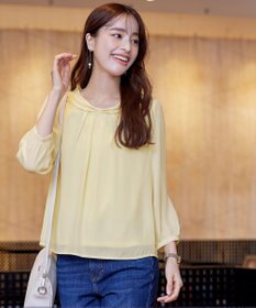 Tiaclasse L 【洗える】リボンカラーパフスリーブブラウス