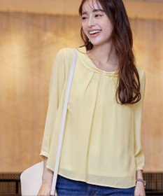 Tiaclasse L 【洗える】リボンカラーパフスリーブブラウス