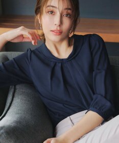 Tiaclasse L 【洗える】リボンカラーパフスリーブブラウス