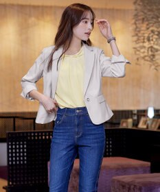 Tiaclasse L 【洗える】リボンカラーパフスリーブブラウス