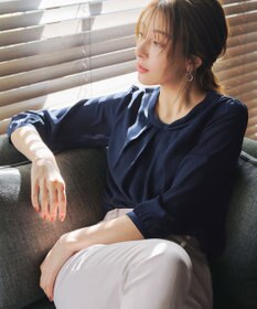 Tiaclasse L 【洗える】リボンカラーパフスリーブブラウス