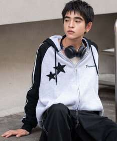 WEGO 【ユニセックス着用ITEM】ラインラグランZIPパーカー